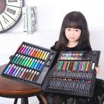 150件套儿童绘画笔套装 移动画室 水彩笔 油画棒 彩笔颜料等